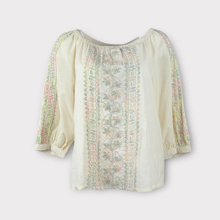 Blusa Burro con Inserti di Fili Lurex e Ricami Alex Antik Batik