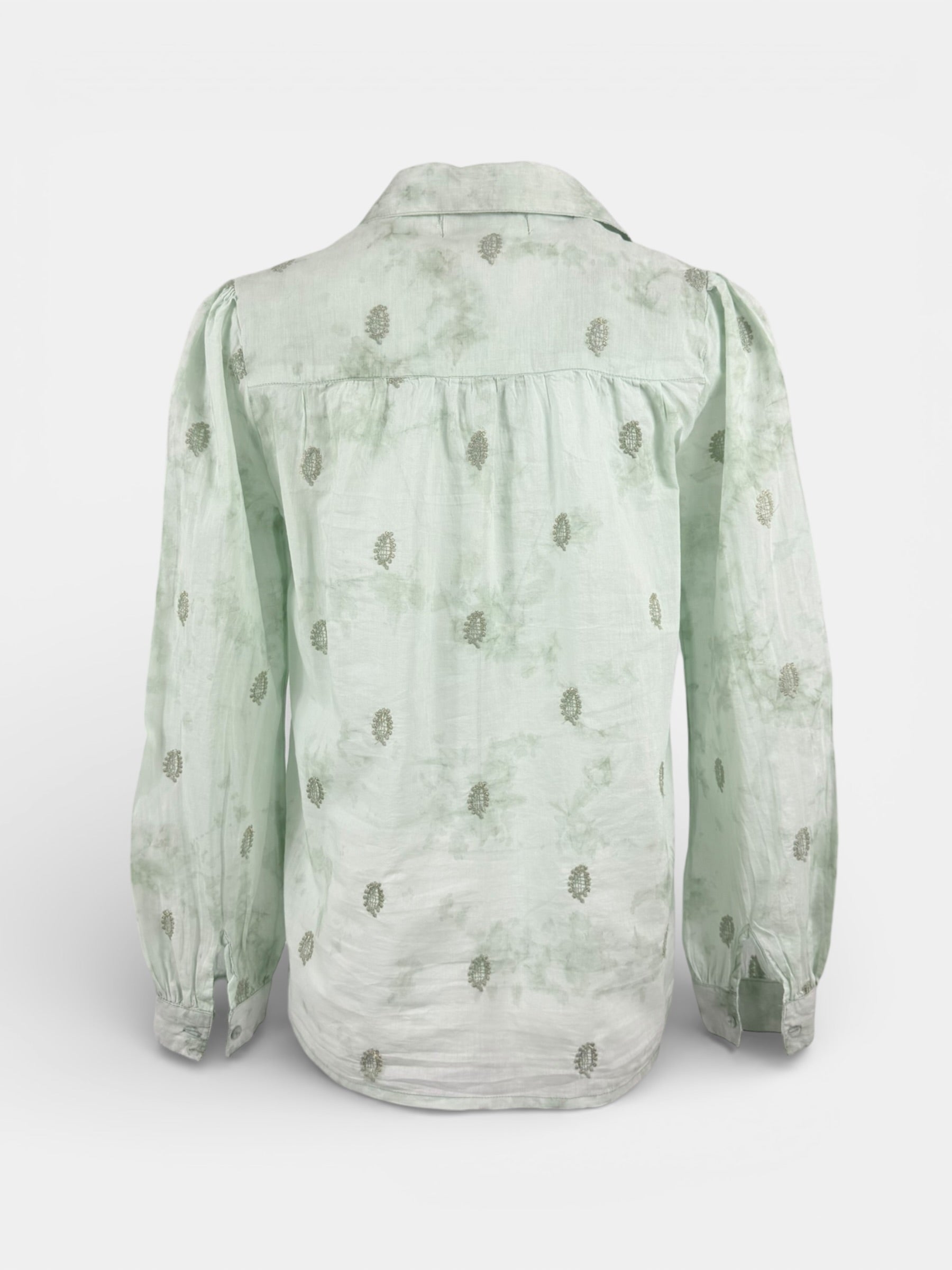 Camicia Verdeacqua Tie-dye con Ricami Maison Hotel