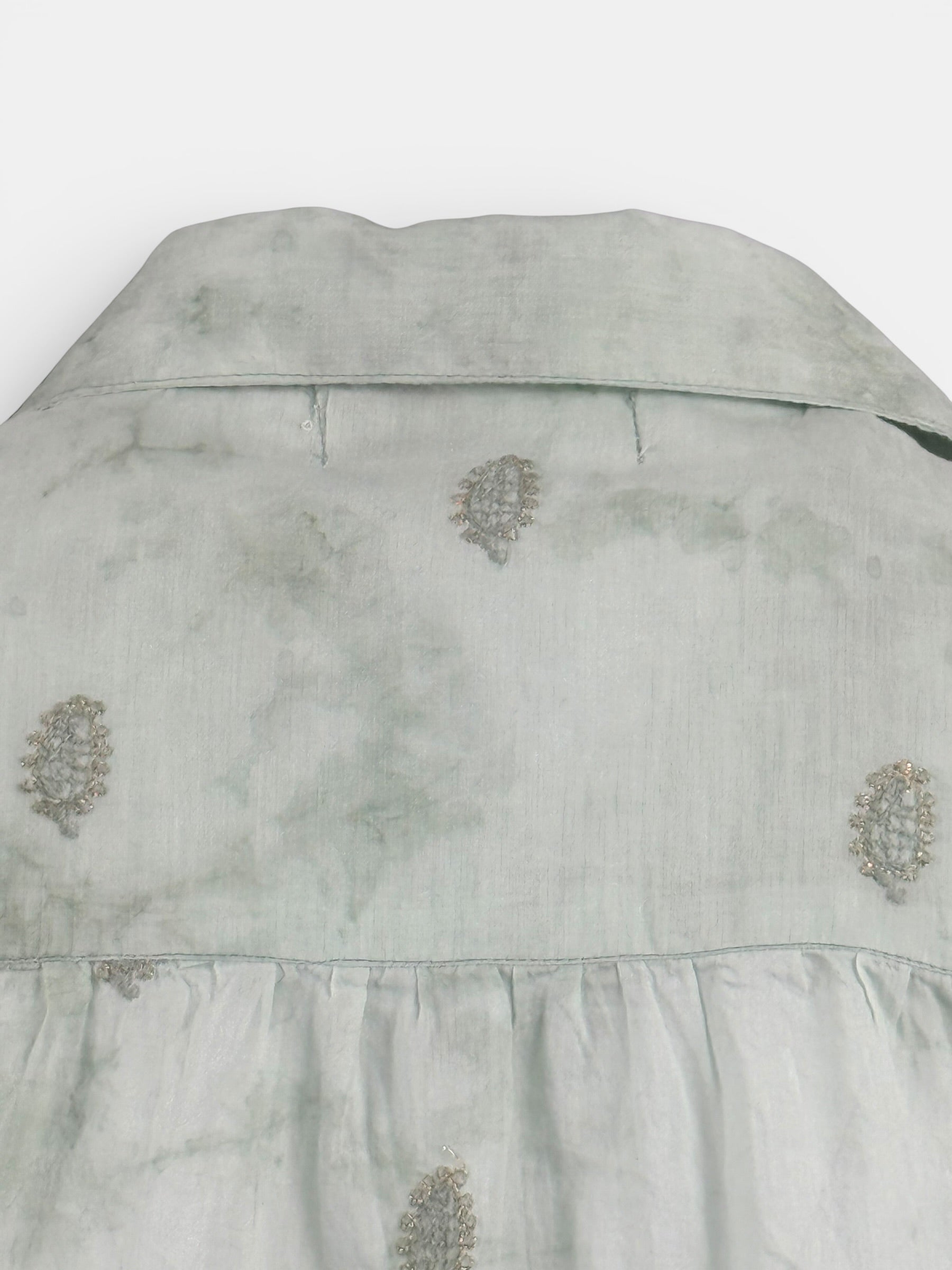 Camicia Verdeacqua Tie-dye con Ricami Maison Hotel