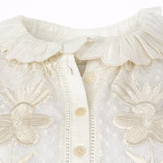 Camicia in Rete di Cotone Ricamato Avorio Carioca Antik Batik