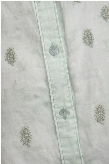 Camicia Verdeacqua Tie-dye con Ricami Maison Hotel