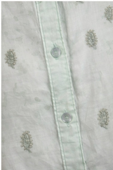 Camicia Verdeacqua Tie-dye con Ricami Maison Hotel