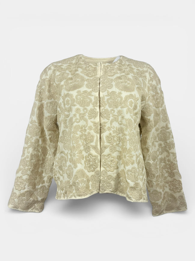 Giacca Corta in Cotone Ricamata Beige Maison Hotel
