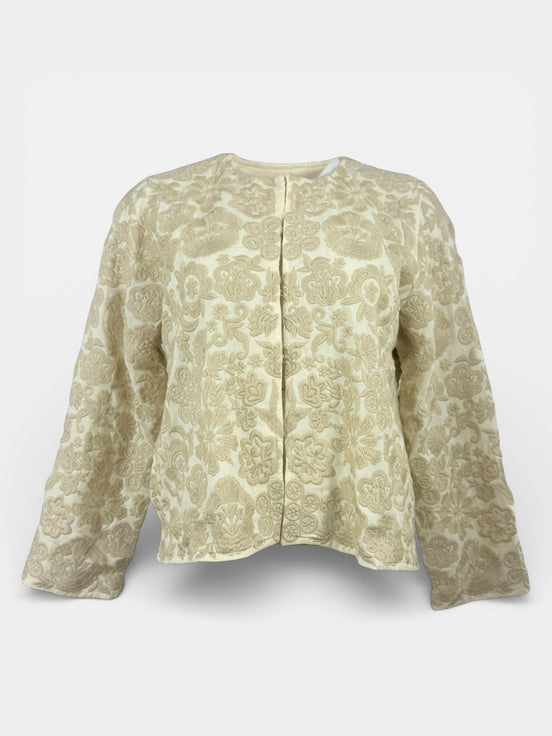 Giacca Corta in Cotone Ricamata Beige Maison Hotel