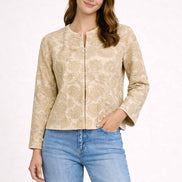 Giacca Corta in Cotone Ricamata Beige Maison Hotel