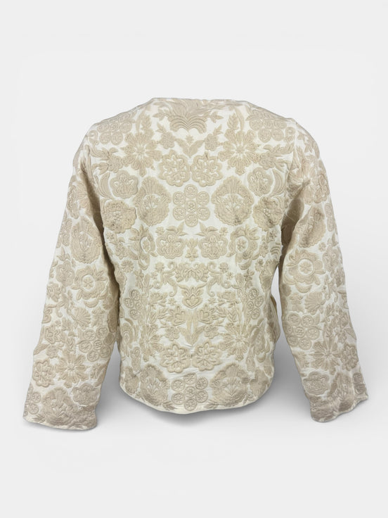 Giacca Corta in Cotone Ricamata Beige Maison Hotel