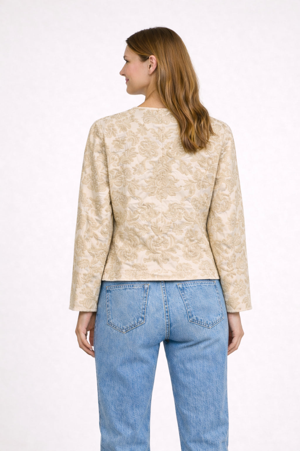 Giacca Corta in Cotone Ricamata Beige Maison Hotel