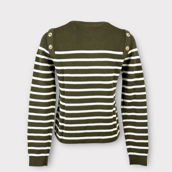 Maglia Cotone con Bottoni Metallo a Righe Ba&sh