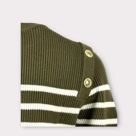 Maglia Cotone con Bottoni Metallo a Righe Ba&sh