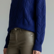 Maglia Girocollo Misto Cashmere Motivo Foglia Jumper1234