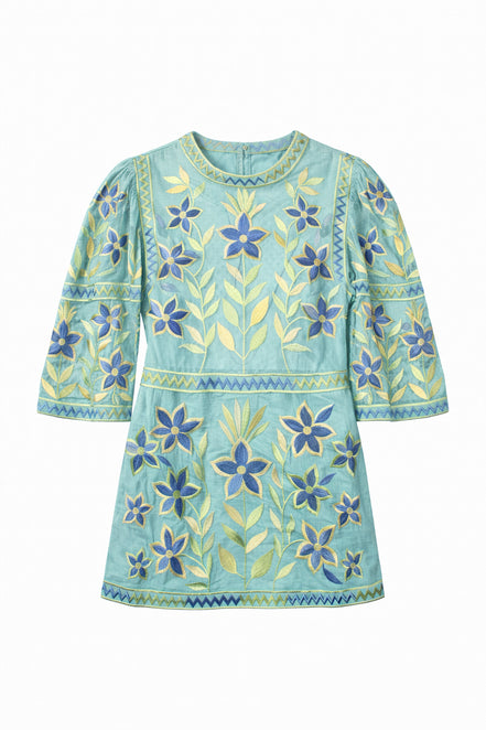 Abito Corto con Ricami Carioca Antik Batik