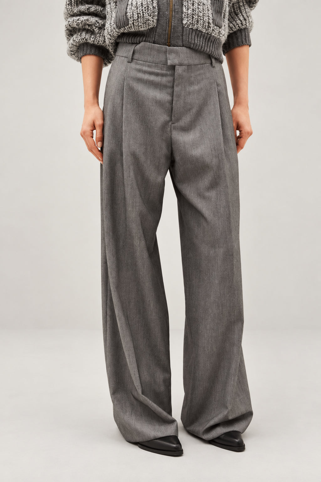 Ba&sh, Pantalone Maschile Gamba Larga in Misto Lana
