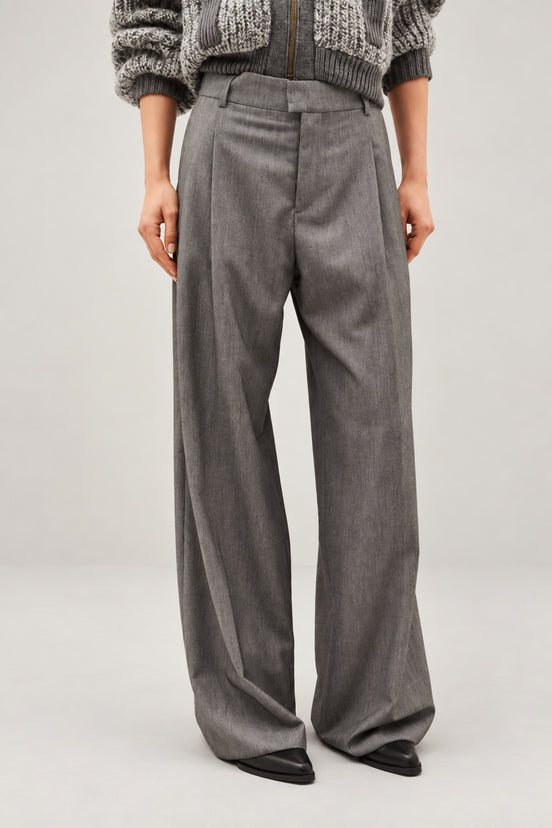 Ba&sh, Pantalone Maschile Gamba Larga in Misto Lana