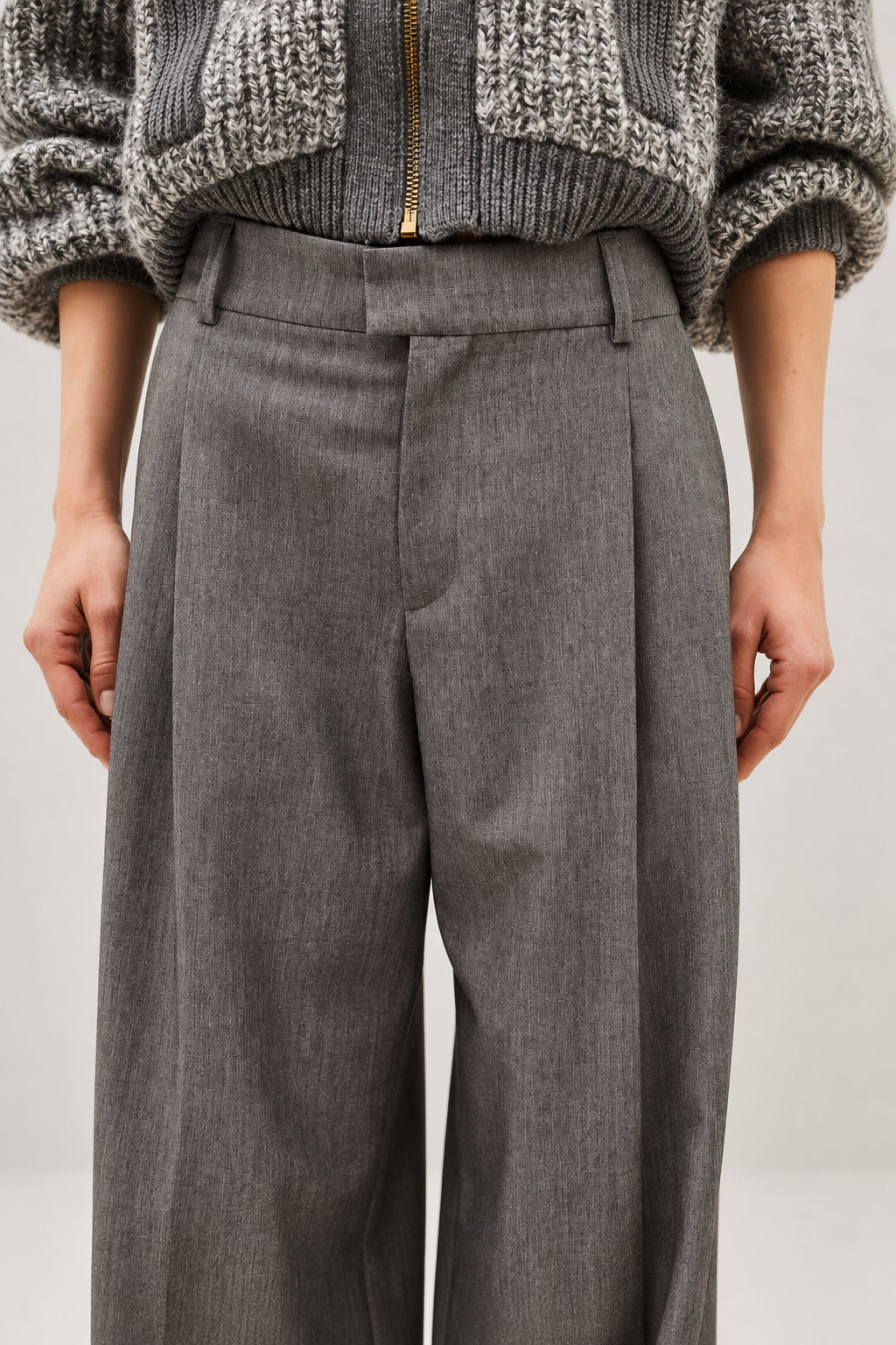 Ba&sh, Pantalone Maschile Gamba Larga in Misto Lana