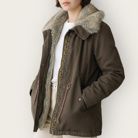 Parka Corto EcoFur Brown con Coulisse Bazar Deluxe