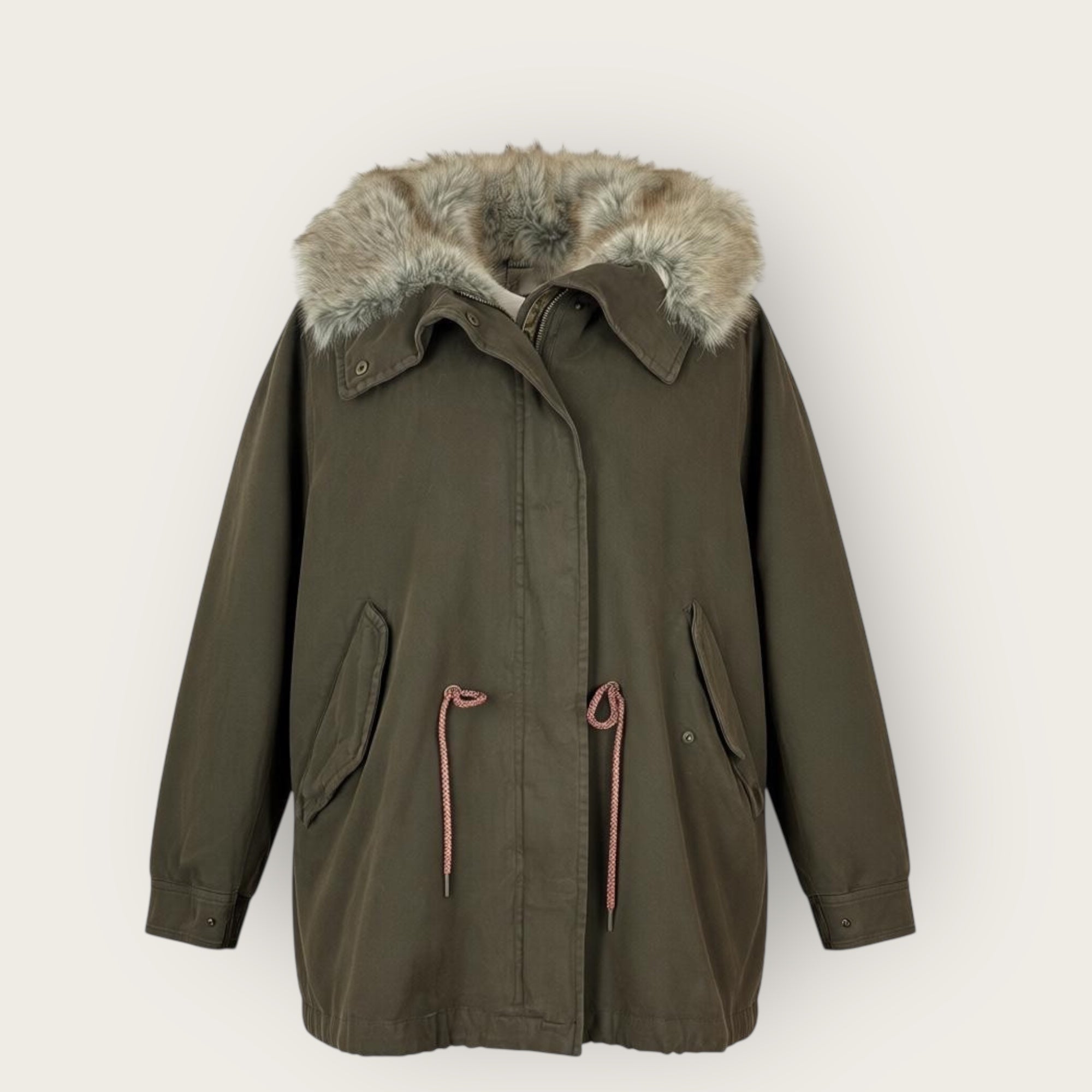 Parka Corto EcoFur Brown con Coulisse Bazar Deluxe