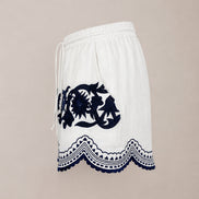 Benaras, Shorts in Lino con Ricami
