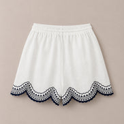 Benaras, Shorts in Lino con Ricami