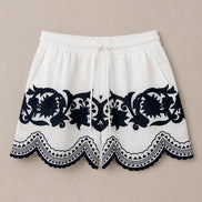 Benaras, Shorts in Lino con Ricami
