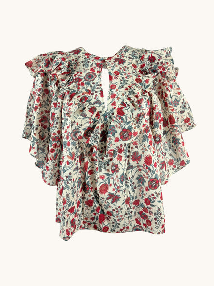 Blusa in Voile di Cotone con Rouches Annie Antik Batik