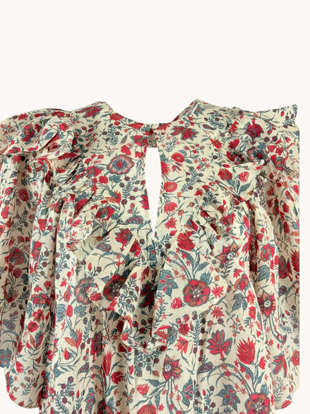 Blusa in Voile di Cotone con Rouches Annie Antik Batik