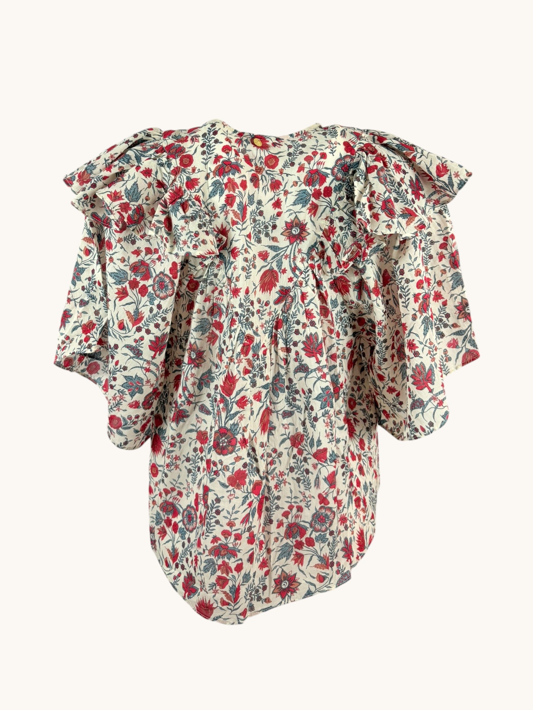 Blusa in Voile di Cotone con Rouches Annie Antik Batik