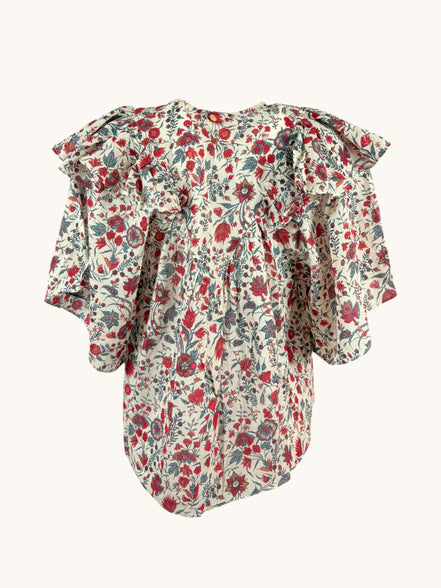 Blusa in Voile di Cotone con Rouches Annie Antik Batik
