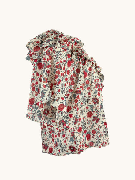 Blusa in Voile di Cotone con Rouches Annie Antik Batik