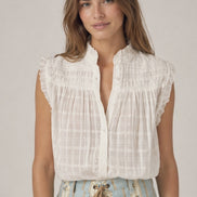 Maison Hotel, Blusa senza Maniche in Voile di Cotone Elvis