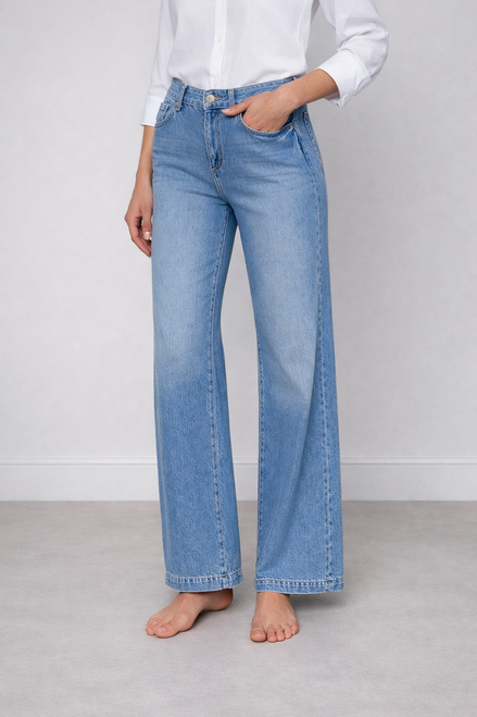 Denim Leggero Gamba Larga Lavaggio Chiaro Scottie L'Agence