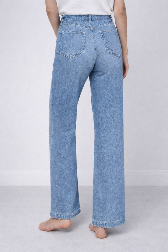 Denim Leggero Gamba Larga Lavaggio Chiaro Scottie L'Agence