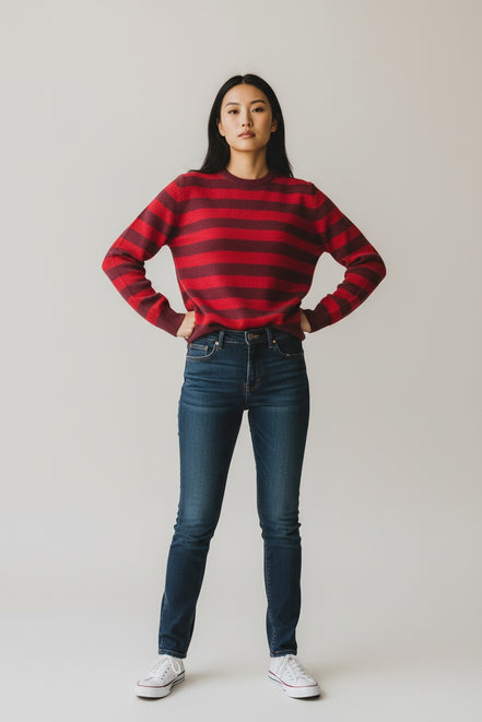 Maglia Girocollo a Righe in Cashmere Jumper1234