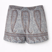 Shorts in Voile di Cotone Trapuntato Fantasia Paisley, Johri Antik Batik