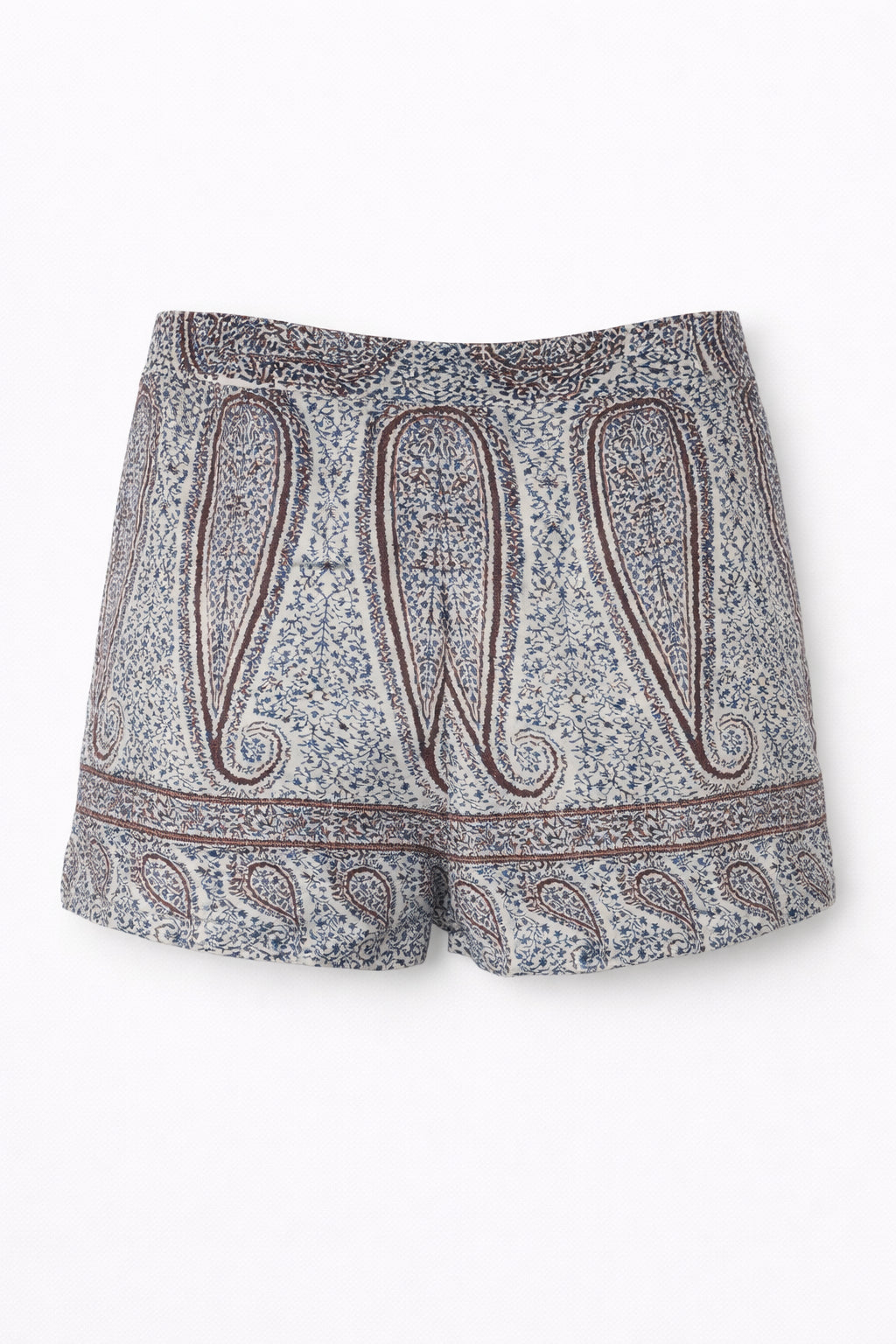 Shorts in Voile di Cotone Trapuntato Fantasia Paisley, Johri Antik Batik