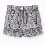 Shorts in Voile di Cotone Trapuntato Fantasia Paisley, Johri Antik Batik