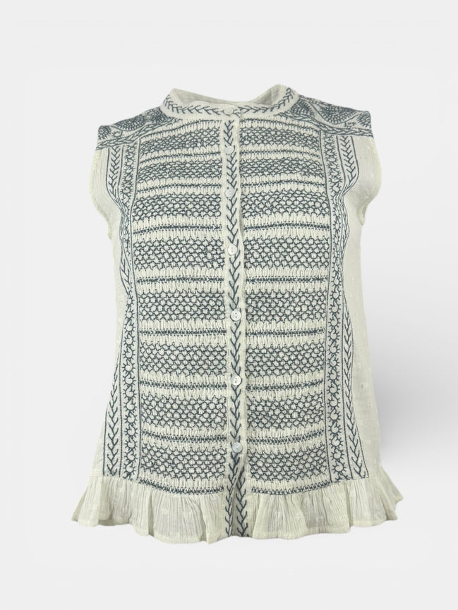 Top Senza Maniche Con Ricami Punto Smock Maison Hotel