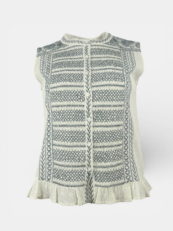 Top Senza Maniche Con Ricami Punto Smock Maison Hotel