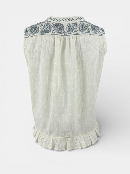 Top Senza Maniche Con Ricami Punto Smock Maison Hotel