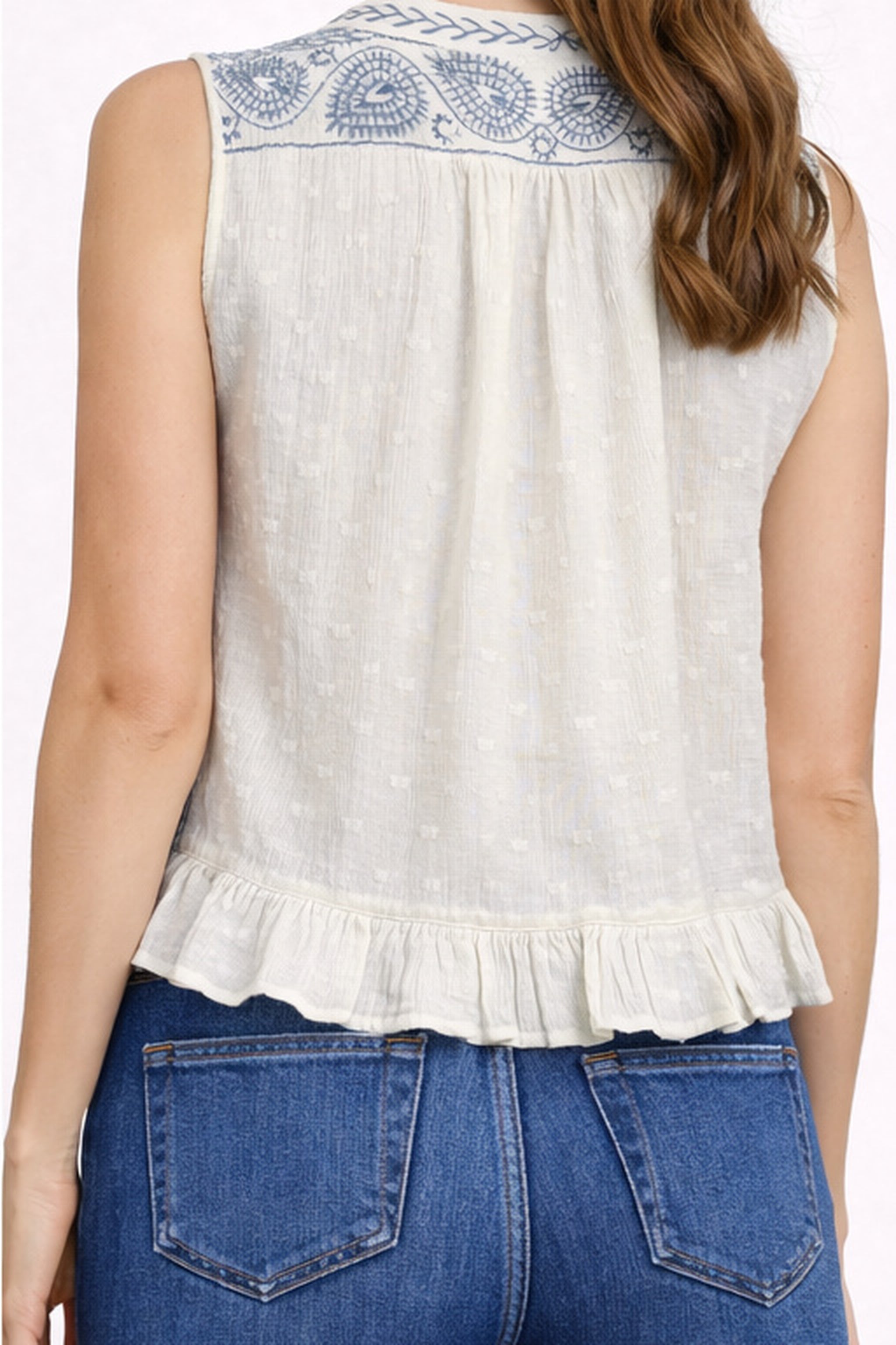 Top Senza Maniche Con Ricami Punto Smock Maison Hotel