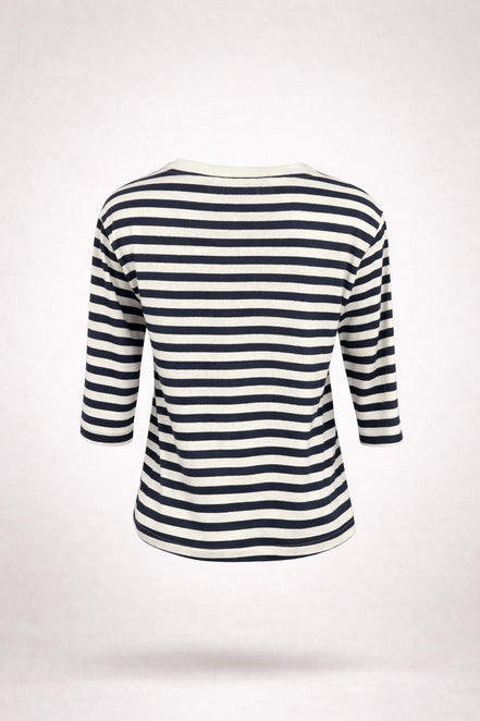 Majestic Filatures, Tshirt Barchetta Manica a 3/4 Lino a Righe