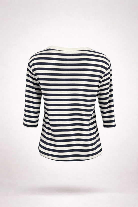 Majestic Filatures, Tshirt Barchetta Manica a 3/4 Lino a Righe