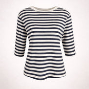 Majestic Filatures, Tshirt Barchetta Manica a 3/4 Lino a Righe