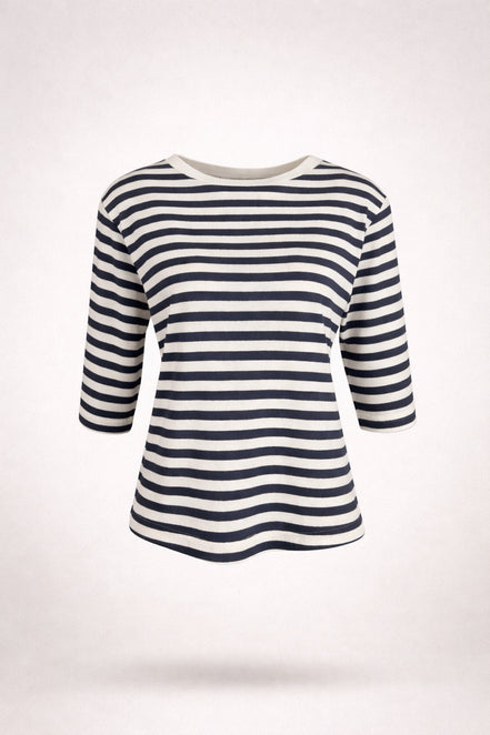 Majestic Filatures, Tshirt Barchetta Manica a 3/4 Lino a Righe