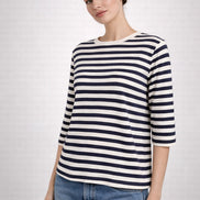 Majestic Filatures, Tshirt Barchetta Manica a 3/4 Lino a Righe