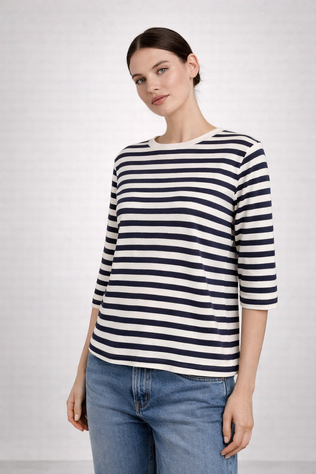 Majestic Filatures, Tshirt Barchetta Manica a 3/4 Lino a Righe