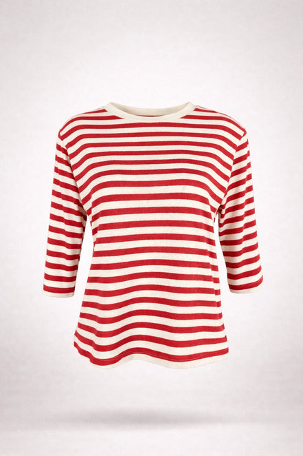 Majestic Filatures, Tshirt Barchetta Manica a 3/4 Lino a Righe