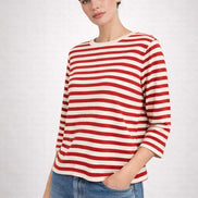 Majestic Filatures, Tshirt Barchetta Manica a 3/4 Lino a Righe
