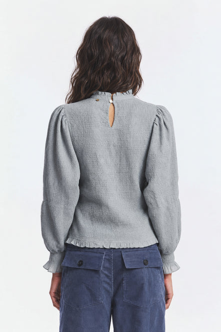 Antik Batik, Blusa in Voile di Cotone con Smock Angeli
