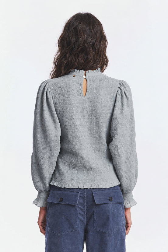 Antik Batik, Blusa in Voile di Cotone con Smock Angeli