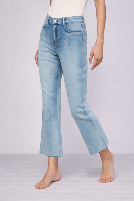 L'Agence, Denim Chiaro Svasato Croped Vita Alta